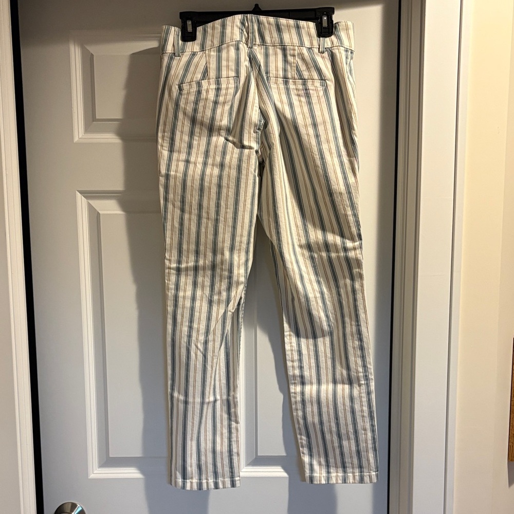 LOFT Striped Ankle Pants in Blue and Cream - Picture 2 of 5